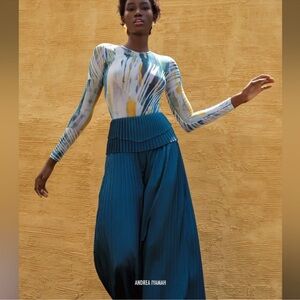 Andrea Iyamah Blue Wide Leg pants